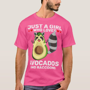 Avocado Lover Girls Forest Animal Trash Panda Raco T-Shirt