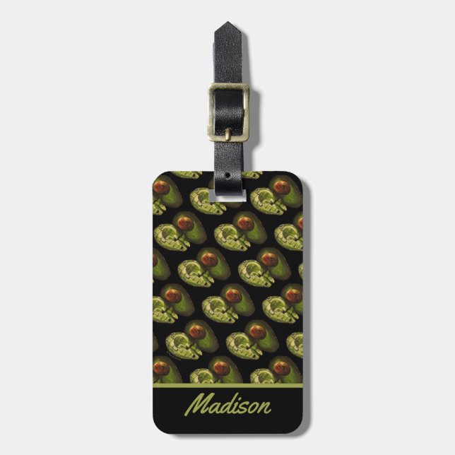 Avocado Luggage Tag - Optional Personalisation (Front Vertical)
