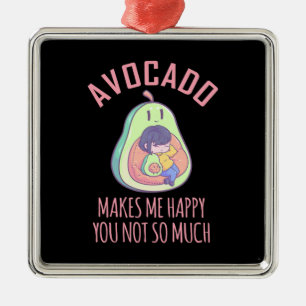 Avocado Makes Me Happy Metal Tree Decoration