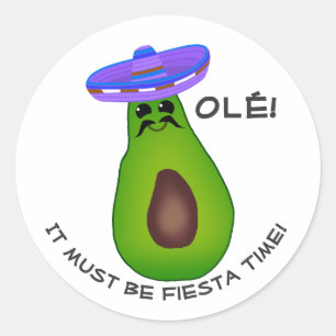 Avocado Man and Sombrero Classic Round Sticker