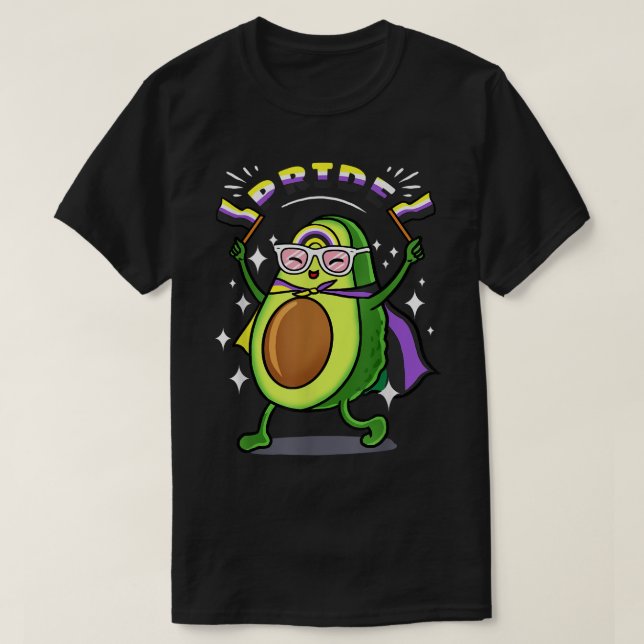 Avocado Nonbinary Pride  T-Shirt (Design Front)