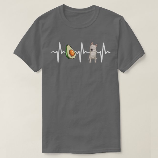 Avocado Norwegian Buhund Heartbeat Dog Lover  T-Shirt (Design Front)