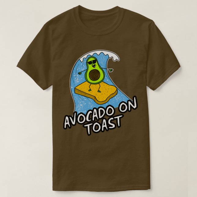 Avocado On Toast Surfing Surfer Avocados Vegan Sum T-Shirt (Design Front)