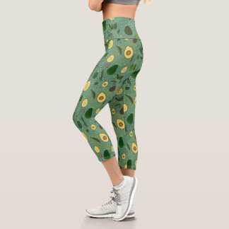 Avocado Party Pattern Capri Leggings