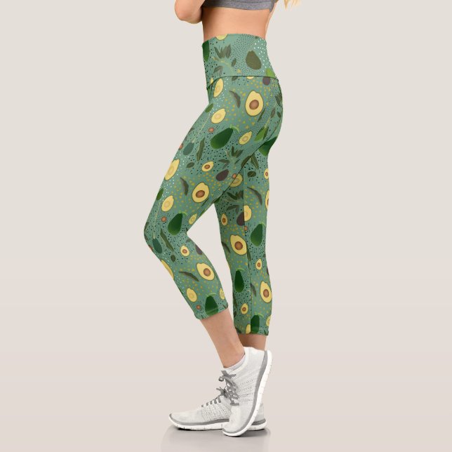 Avocado Party Pattern Capri Leggings (Left)