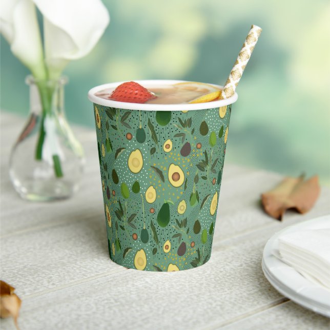 Avocado Party Pattern Paper Cups (Insitu)