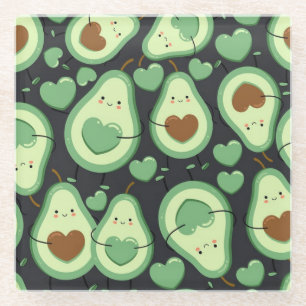 Avocado Pattern Glass Coaster