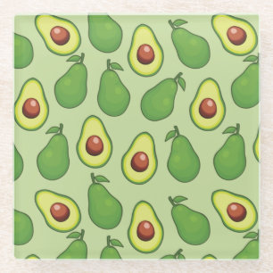 Avocado Pattern Glass Coaster