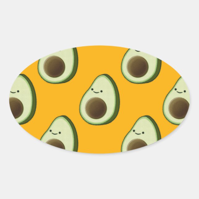 Avocado Pattern Oval Sticker (Front)