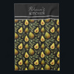 Avocado Pattern Personalised Kitchen  Tea Towel<br><div class="desc">Repeat pattern avocado custom name option. Add your own name for a unique apron.</div>
