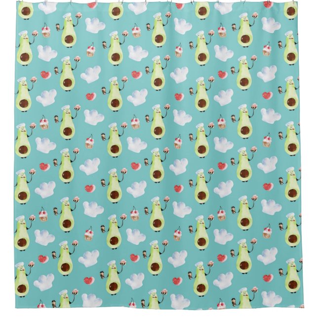 Avocado Pattern Shower Curtain (Front)