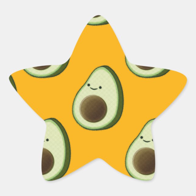 Avocado Pattern Star Sticker (Front)