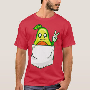 Avocado Peace Sign Chest Pocket pocket Fun T-Shirt