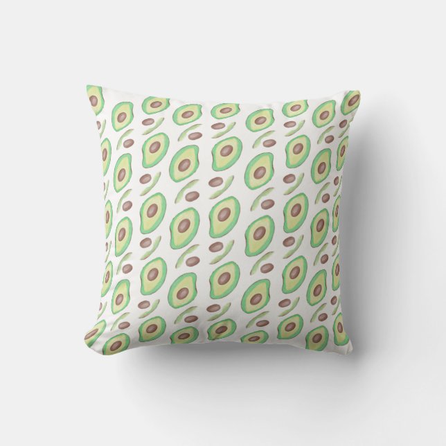 Avocado Pits Slices Fruit Hand Drawn Pattern    Cushion (Front)