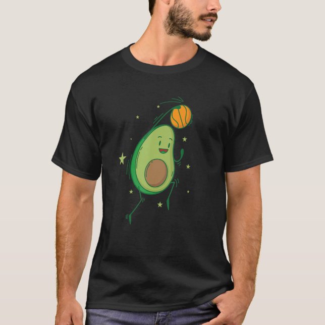 Avocado Playing Basketball T-Shirt (Front)
