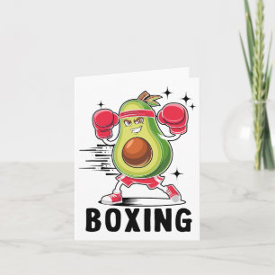 Avocado Playing Boxing Healthy Vegetarian Food Card