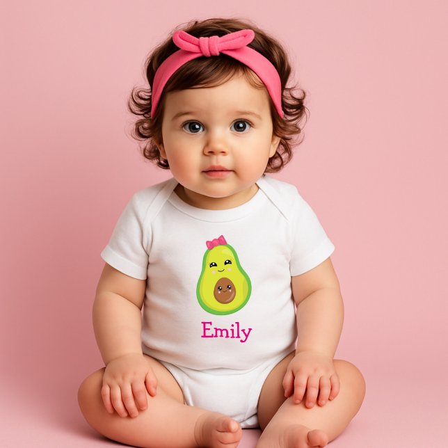 Avocado Pretty Girl Pink Bow Baby Bodysuit (Creator Uploaded)