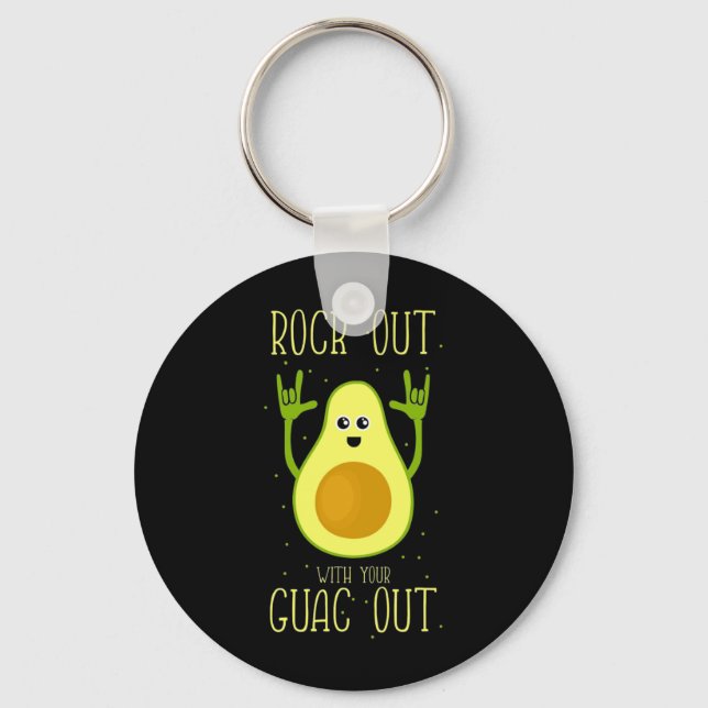 Avocado Rock Out With Your Guac Out Key Ring (Front)