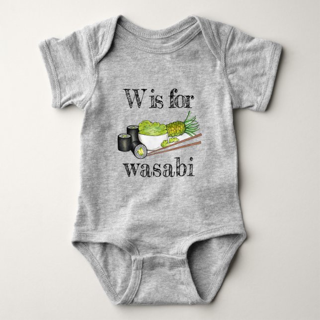 Avocado Roll Wasabi Sushi Japanese Food Restaurant Baby Bodysuit (Front)