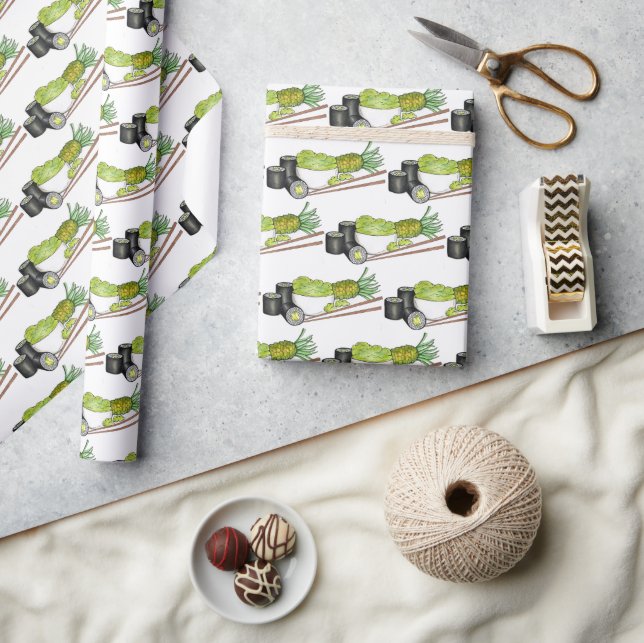 Avocado Roll Wasabi Sushi Japanese Food Restaurant Wrapping Paper (Crafts)