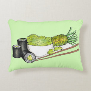 Avocado Rolls Wasabi Sushi Japanese Food Dinner Decorative Cushion