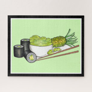 Avocado Rolls Wasabi Sushi Japanese Food Dinner Jigsaw Puzzle