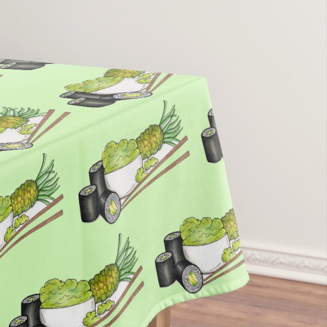 Avocado Rolls Wasabi Sushi Japanese Food Dinner Tablecloth (In Situ)