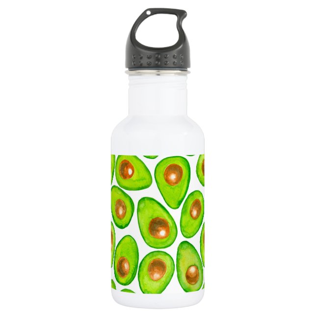 Avocado slices watercolor 532 ml water bottle (Front)