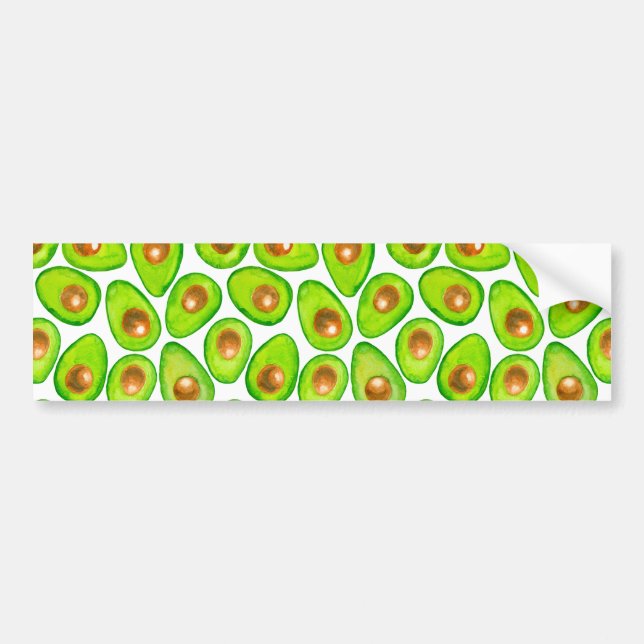Avocado slices watercolor bumper sticker (Front)