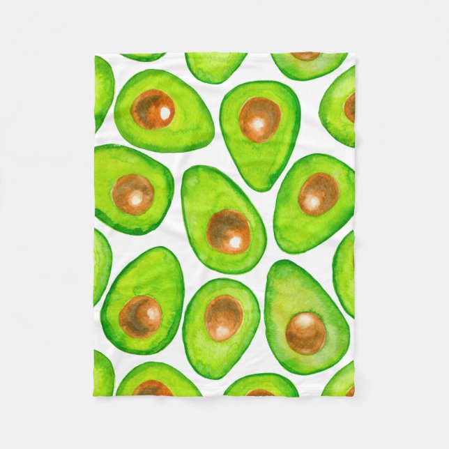 Avocado slices watercolor fleece blanket (Front)