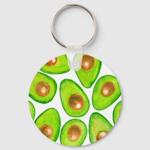 Avocado slices watercolor key ring