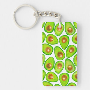 Avocado slices watercolor key ring