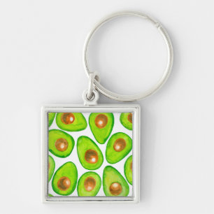Avocado slices watercolor key ring