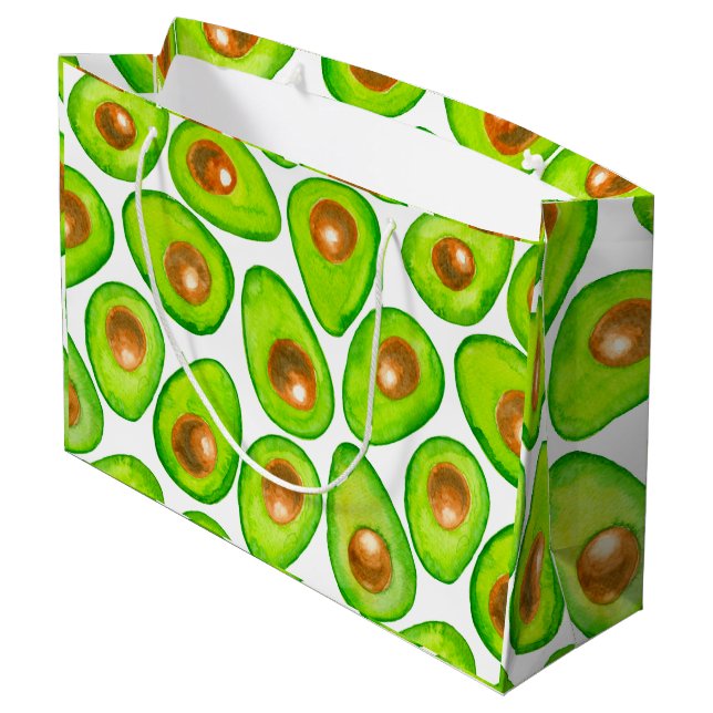 Avocado slices watercolor large gift bag (Back Angled)