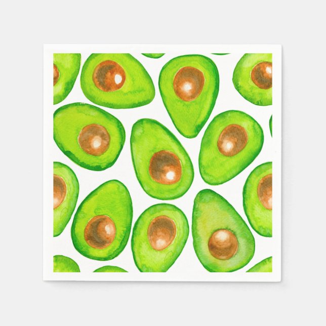 Avocado slices watercolor napkin (Front)