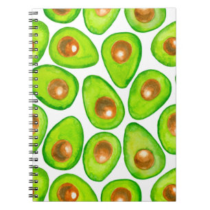 Avocado slices watercolor spiral notebook