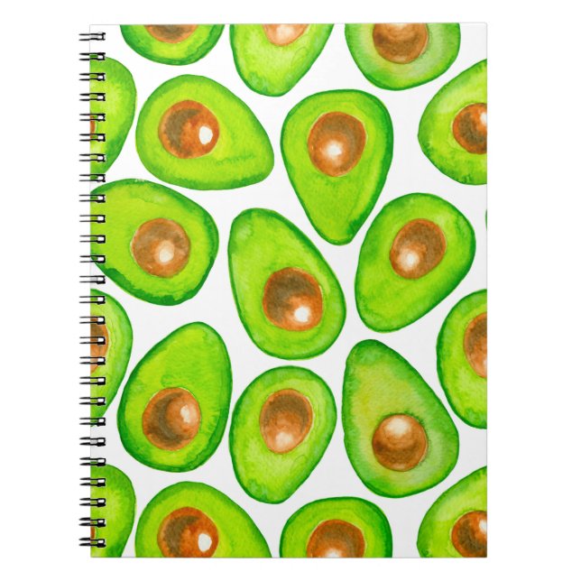 Avocado slices watercolor spiral notebook (Front)