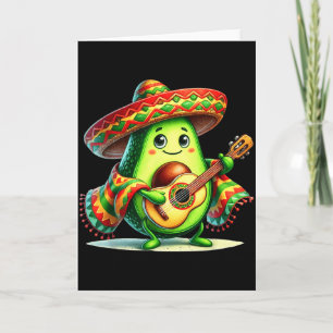 Avocado Sombrero Guitar Cinco De Mayo Boys Kids Me Card