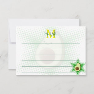 Avocado Superstar Custom Monogram Lined Card