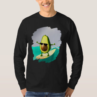 Avocado Surfing Surfer Riding Wave Ocean Cool Surf T-Shirt