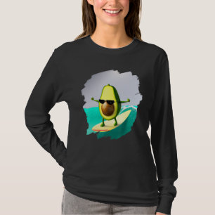 Avocado Surfing Surfer Riding Wave Ocean Cool Surf T-Shirt