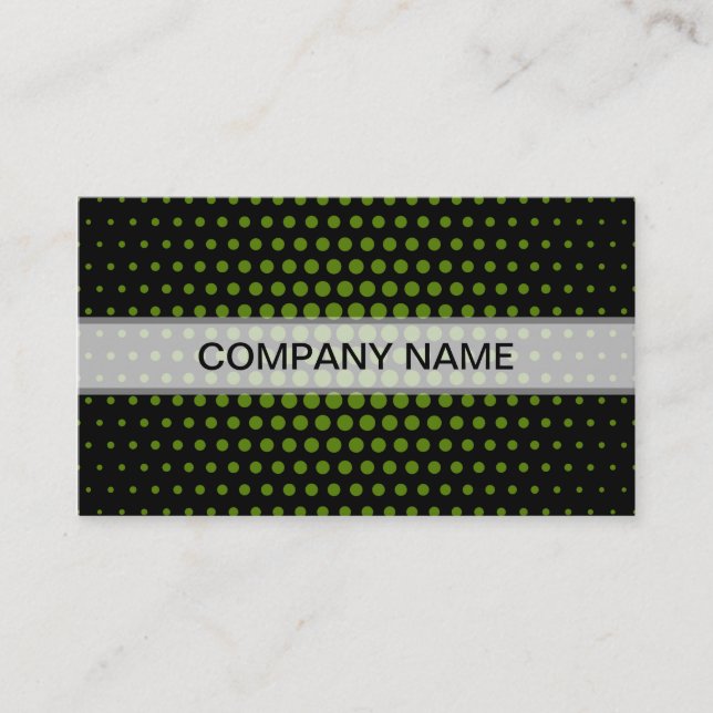 Avocado Techno Dots Modern Black Business Card (Front)