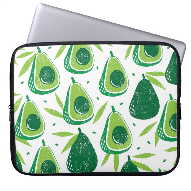 Avocado, textured stamp, seamless pattern. laptop sleeve (Front)