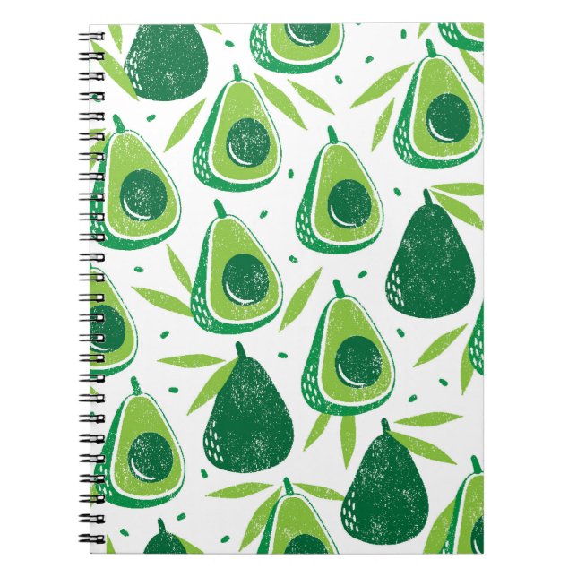 Avocado, textured stamp, seamless pattern. notebook (Front)
