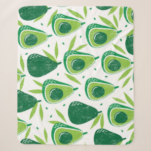 Avocado, textured stamp, seamless pattern. sherpa blanket
