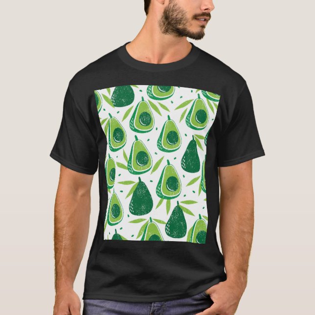 Avocado, textured stamp, seamless pattern. T-Shirt (Front)