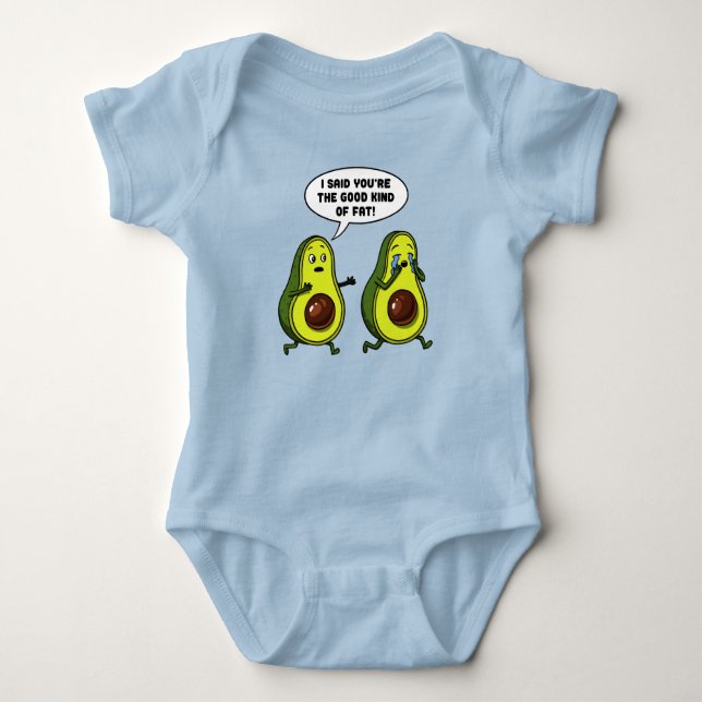 Avocado The Good Kind Of Fat Funny Vegan Joke Baby Bodysuit (Front)