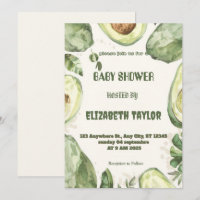 Avocado Themed Baby Shower Invitation 