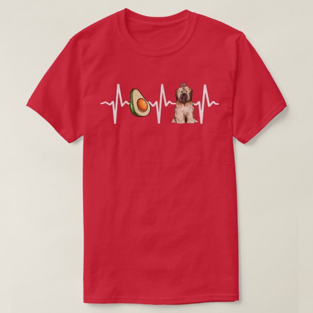 Avocado Tibetan Terrier Heartbeat Dog Lover  T-Shirt (Design Front)