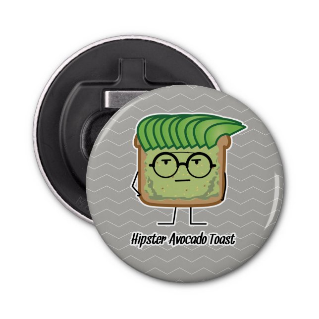 Avocado Toast Hipster glasses greaser hair Bottle Opener (Front)